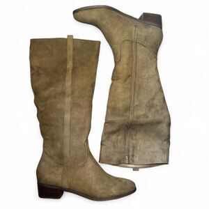 JustFab Olive Green Tall Riding Boots Women’s Size 10 Faux Leather Knee High Zip